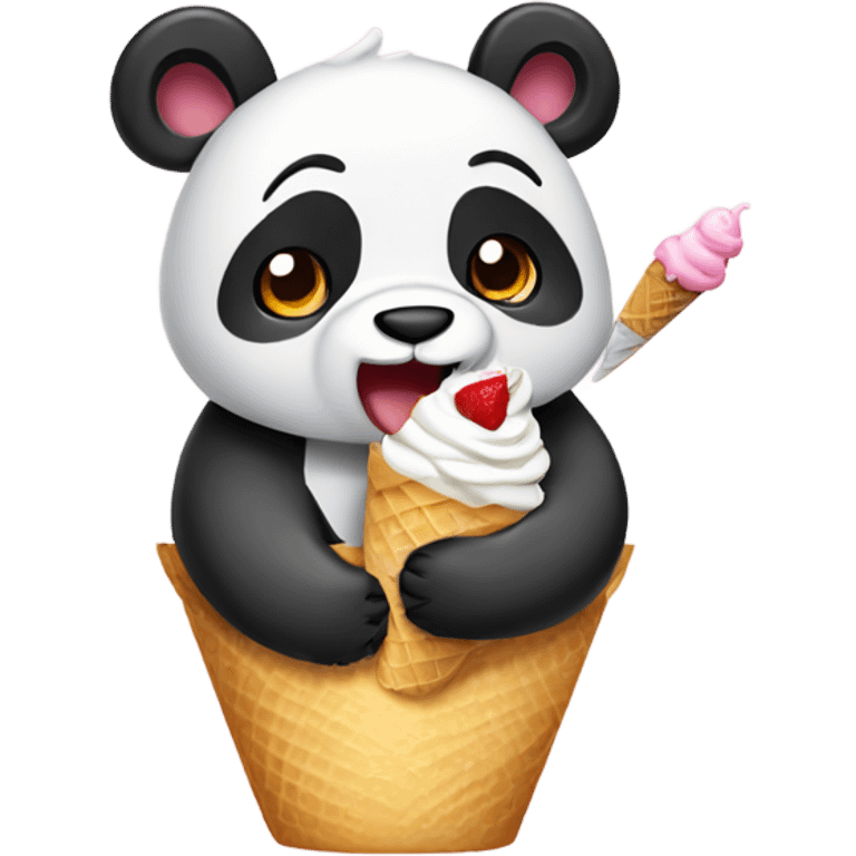 Panda eating ice cream emoji