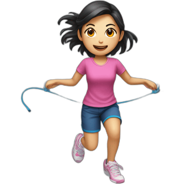 Asian girl jump roping emoji