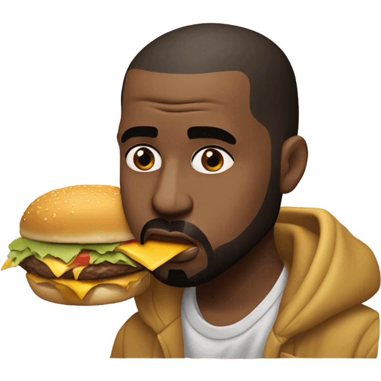 Kanye west eating a cheeseburger emoji