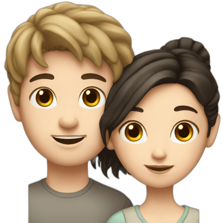 White brunette boy with chinese girl emoji