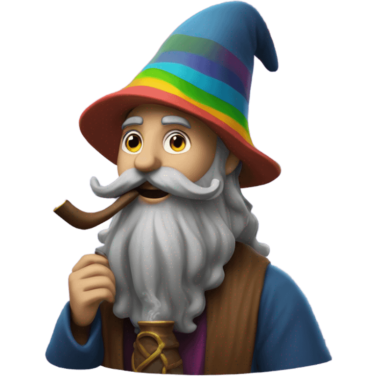 Wizard smoking a pipe with rainbow emoji