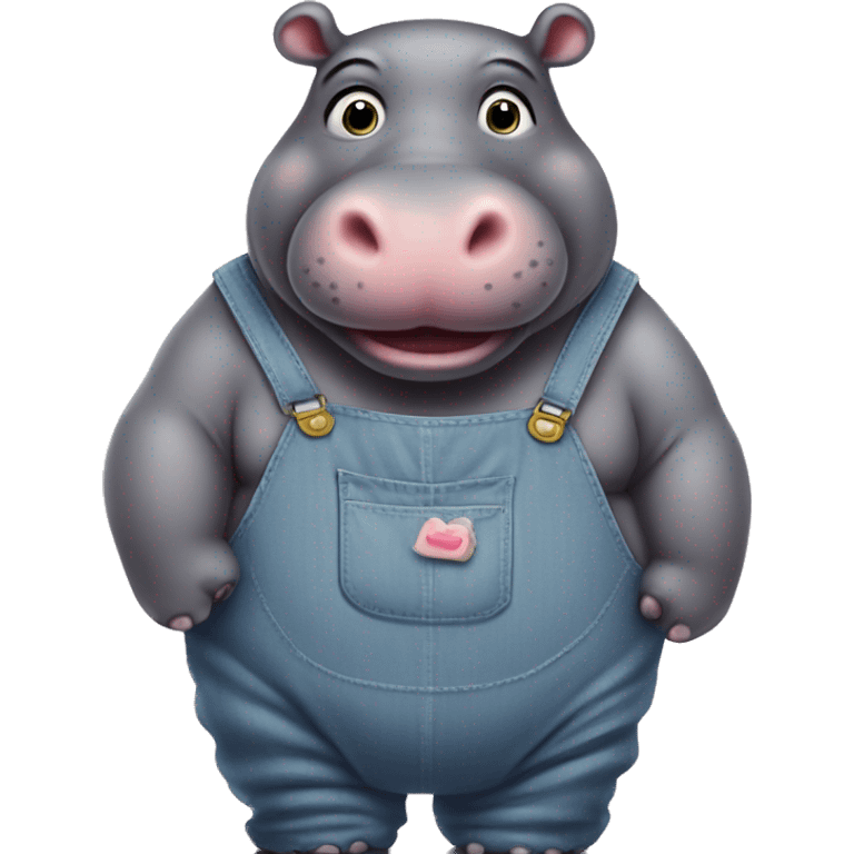 fat hippo in overalls cute emoji