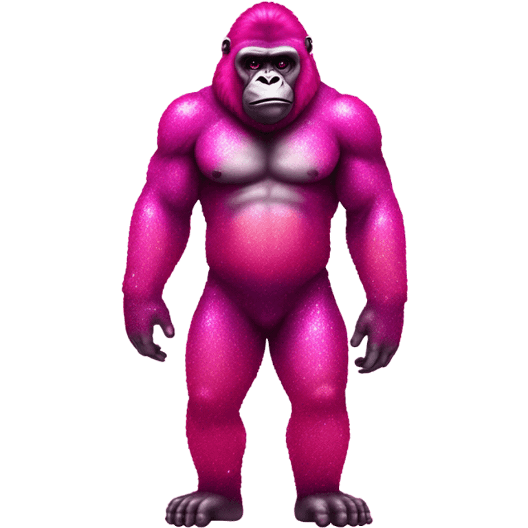 Hot pink ombre full body gorilla with glitter emoji