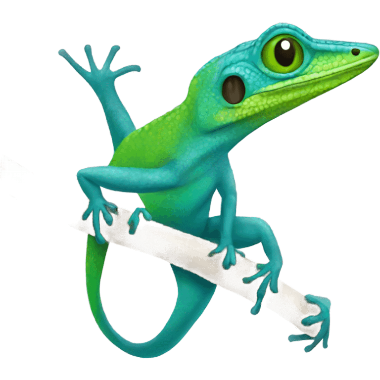 Anole lizard blue and green emoji