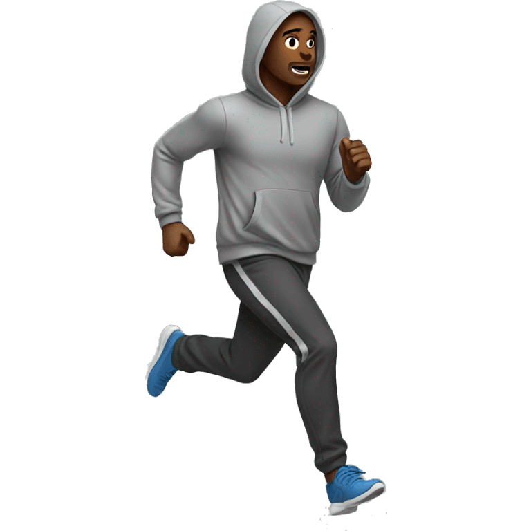 Black man running wearing a hoodie  emoji