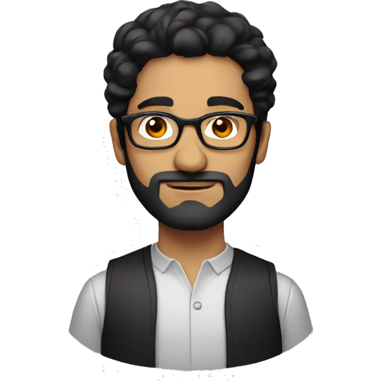 Middle Eastern man, black hair, modern dress, wearing glasses emoji