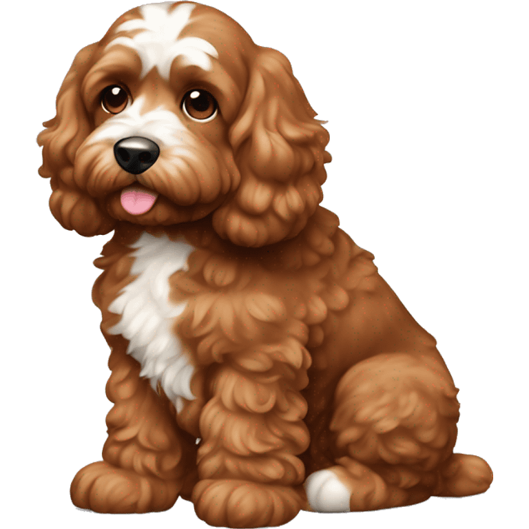 Reddish light brown cockapoo with small white patch on chin full body emoji