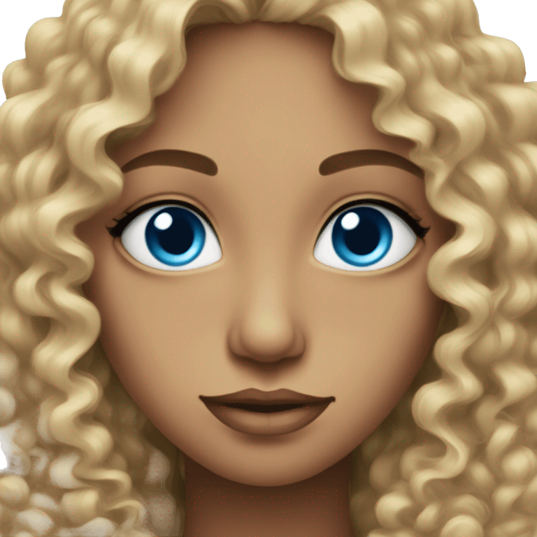 women curly blue eye emoji