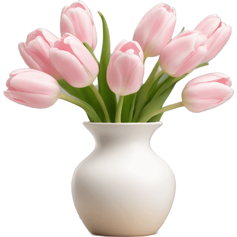 Light pink tulips in white vase emoji