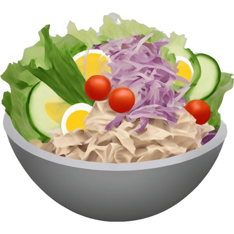 Tuna salad with cabbage purple carrot cucumber  Tomatoes mustard  emoji