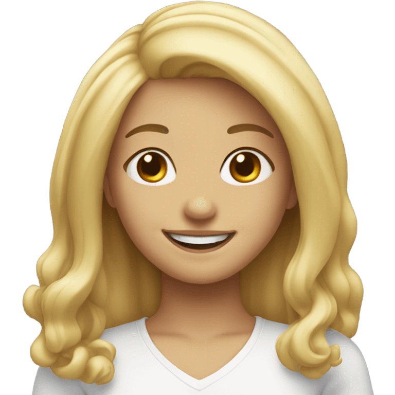 smiling girl with medium length blonde hair emoji