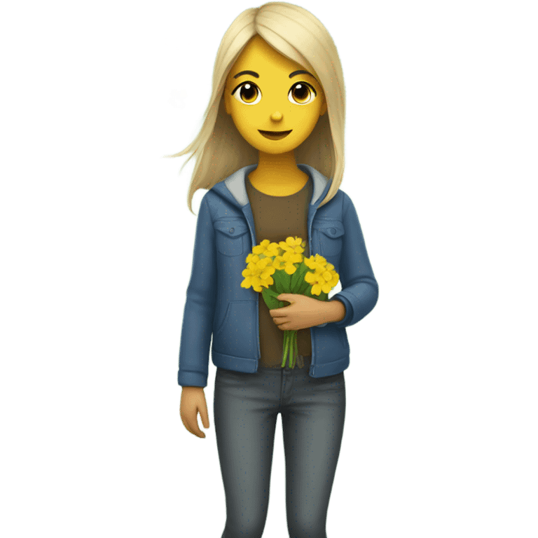 Girl and yellow flowers emoji