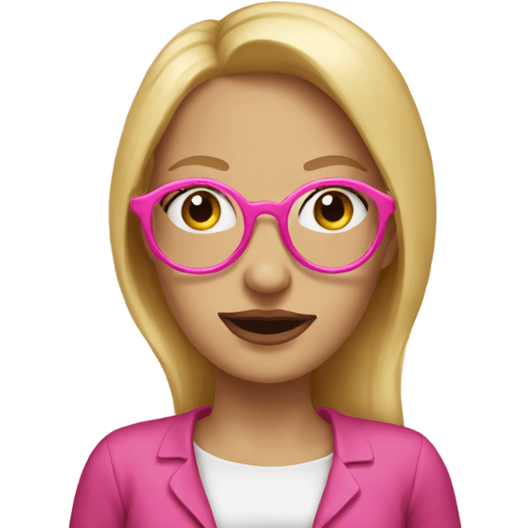 Caucasian women, blonde hair, pink glasses eating donut emoji