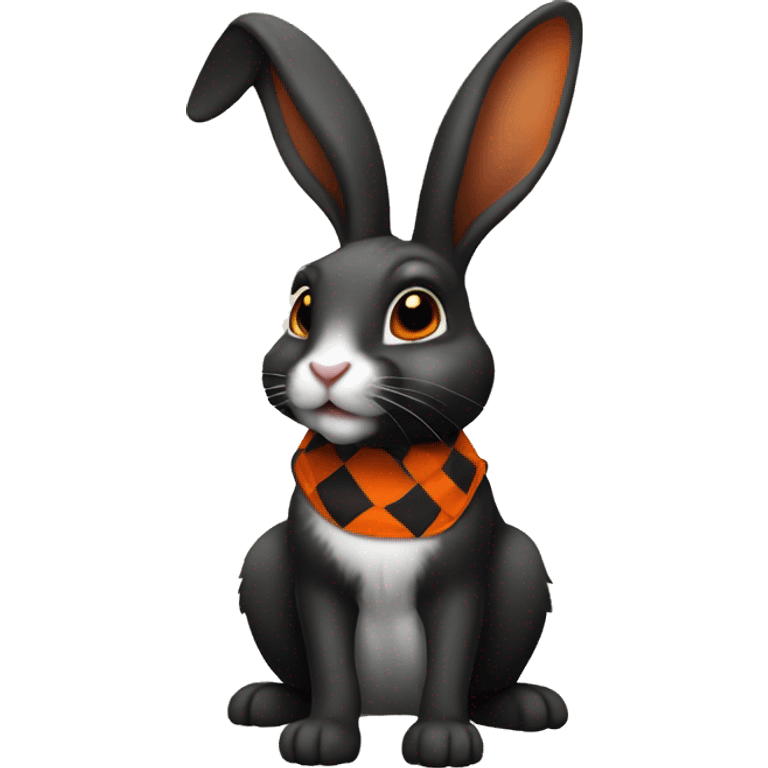 Black and orange harlequin rabbit emoji