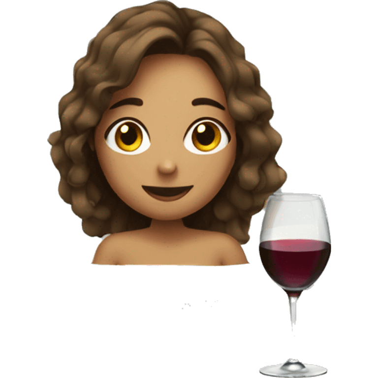 Brown hair girl in bath with wine emoji