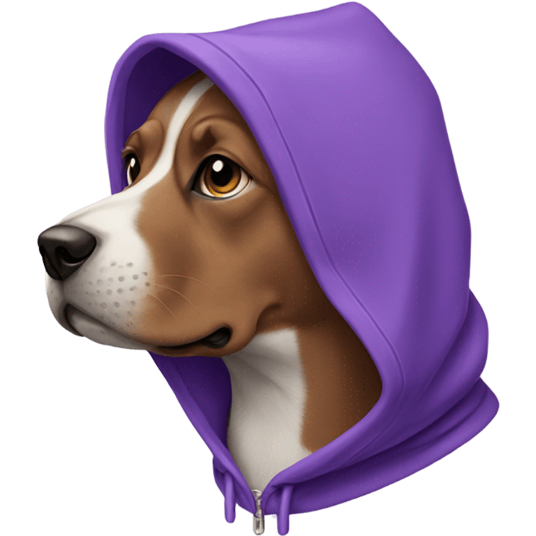 Dog wearing purple hoodie emoji