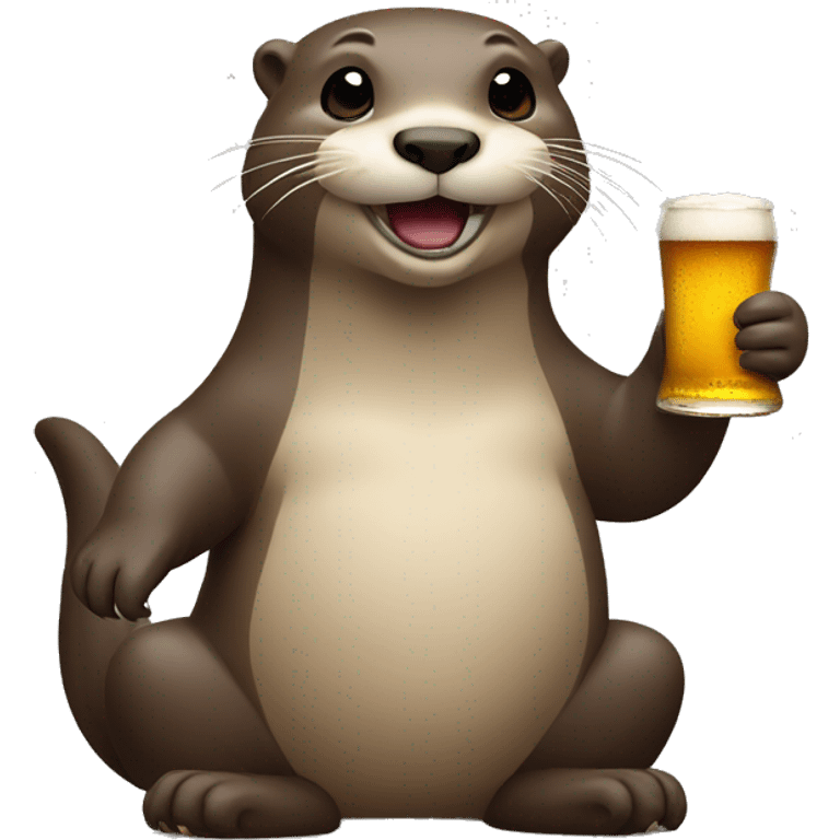 otter with beer in one hand and the other hand in stomach emoji