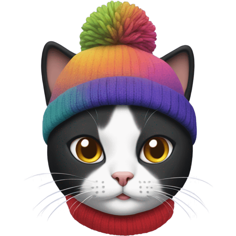 tuxedo cat with beanie emoji