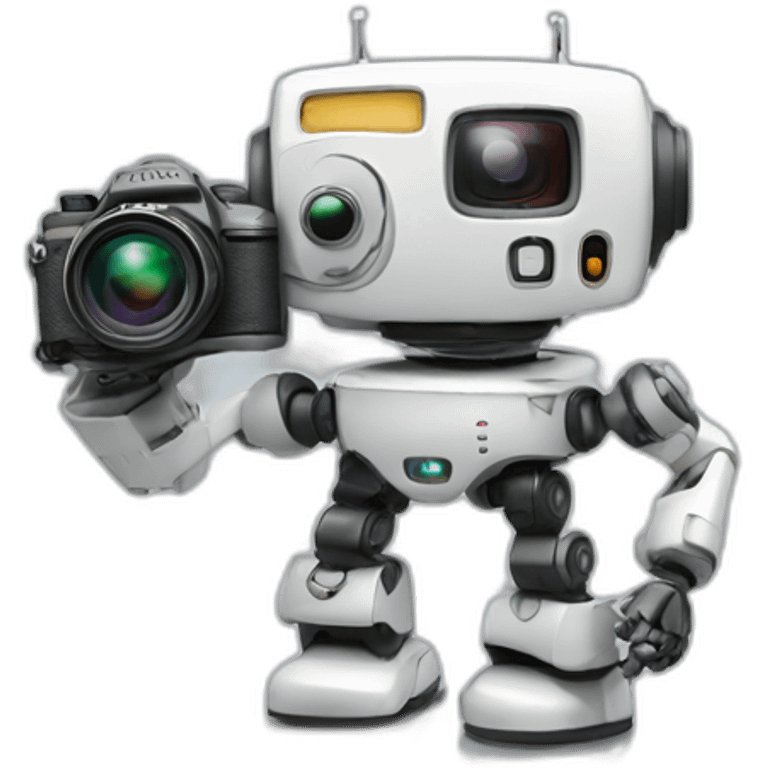 toy robot with photo camera in hand emoji