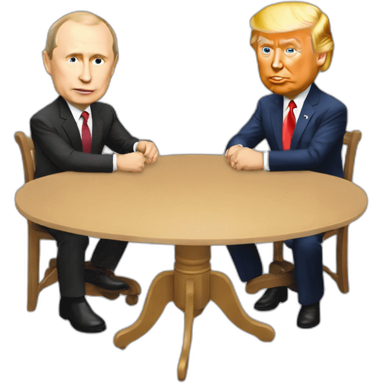 Table for 4 people . There Putin , Bayden , Trump , Obama emoji