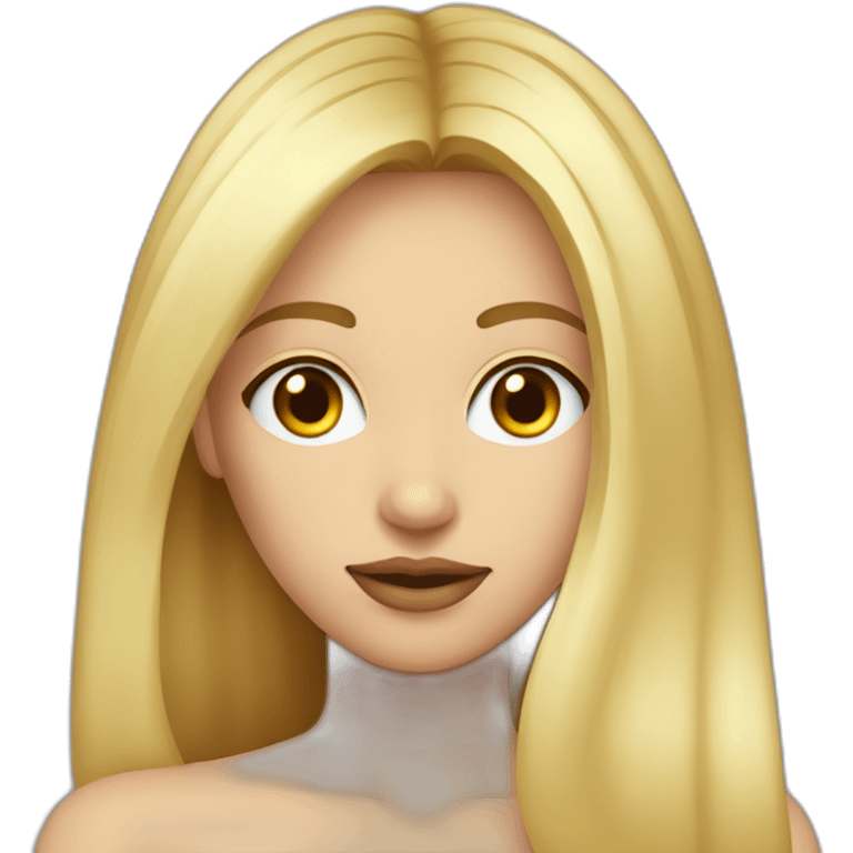 Femme blonde yeux marrons avec cheveux très longs et lisses  emoji