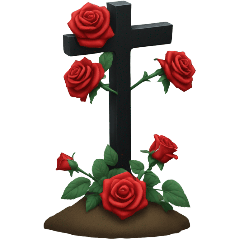 black grave with roses emoji