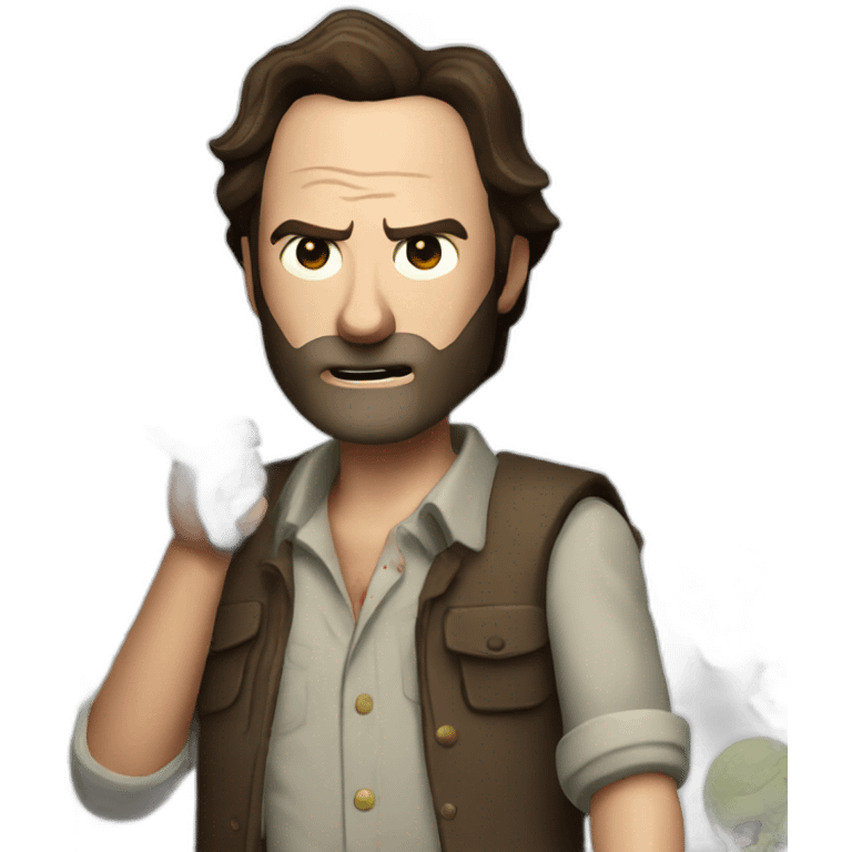 Rick Grimes shooting zombie emoji