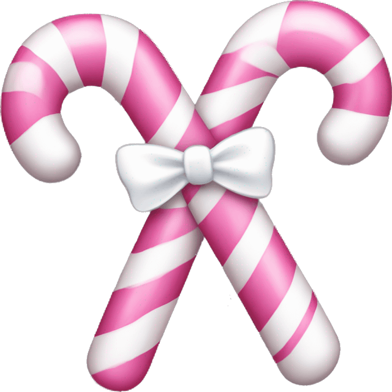 Pink and white candy cane with white bow  emoji