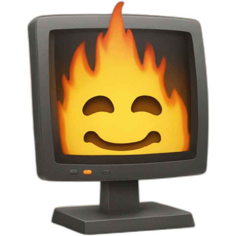 Computer in a camp fire emoji