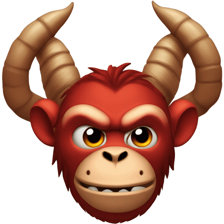 Evil red monkey with goat horns emoji