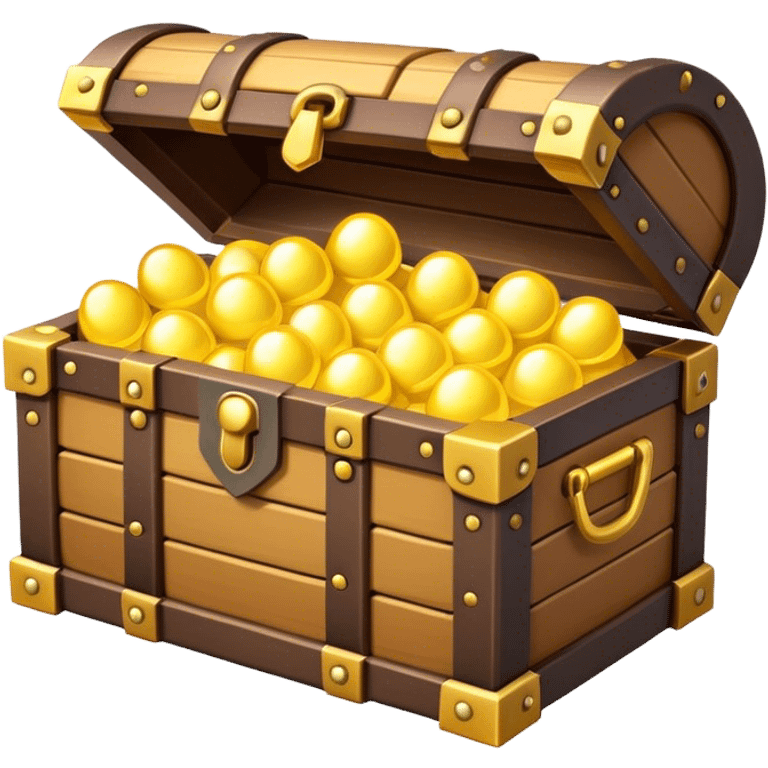 Clash of Clans aesthetic: Cinematic Playful Pixel 3D Treasure Chest Emoji, rendered in a 3D vector-style similar to standard emojis with minimal shading and bold, simplified shapes. A compact, distinct form with signature details, softly glowing with a pixelated adventure charm. Simplified yet unmistakably iconic, highly detailed and consistent, glowing with a soft radiance and high shine. Stylized with a touch of classic pixel-art charm and a soft glowing outline, capturing the essence of a beloved gaming relic with a friendly, playful manner! emoji