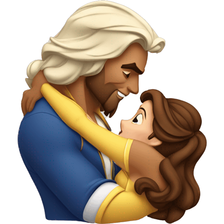 Belle from beauty and the beast kissing the beast emoji