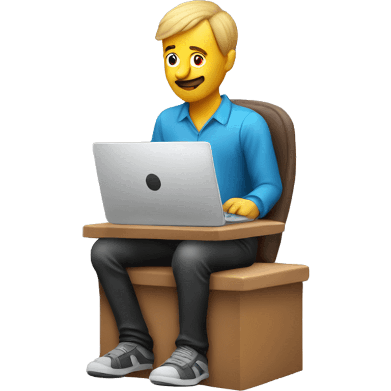 there is a lot of details i need only person sitting near computer working without other peoples realistic 3d icon with colors sedentary lifestyle emoji