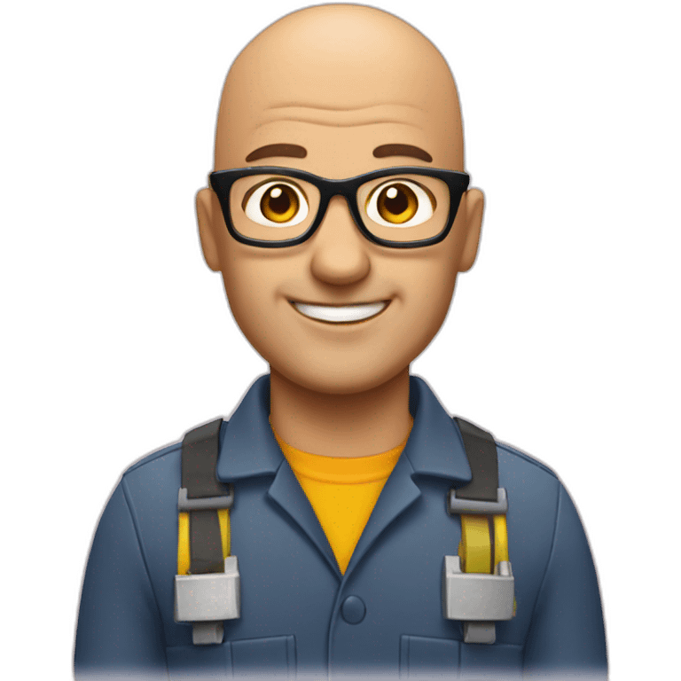 Bald electrician with glasses emoji