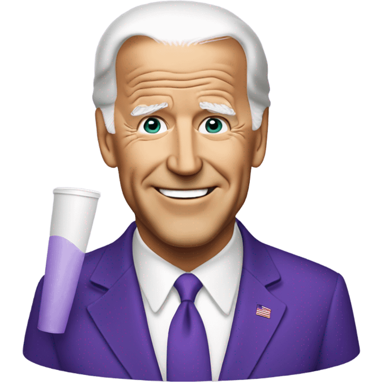 joe biden holding a purple drink in a white foam cup emoji