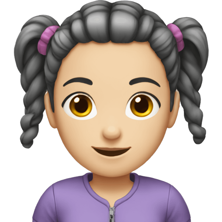 Girl with very thin hair in pigtails emoji