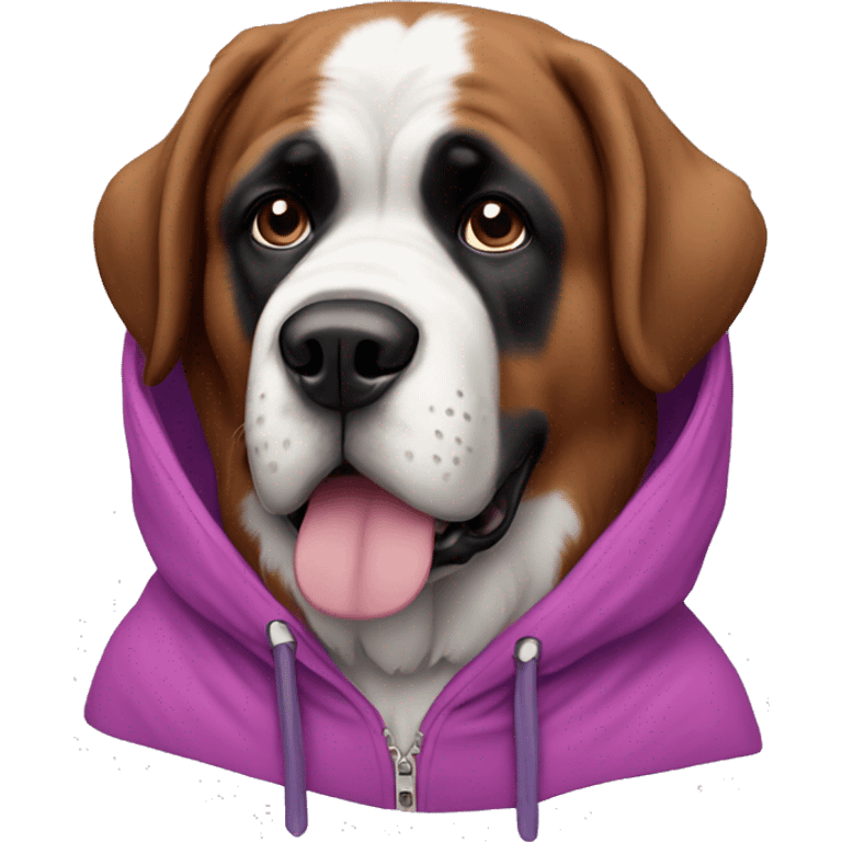 Purple and pink, Saint Bernard wearing a hoodie emoji