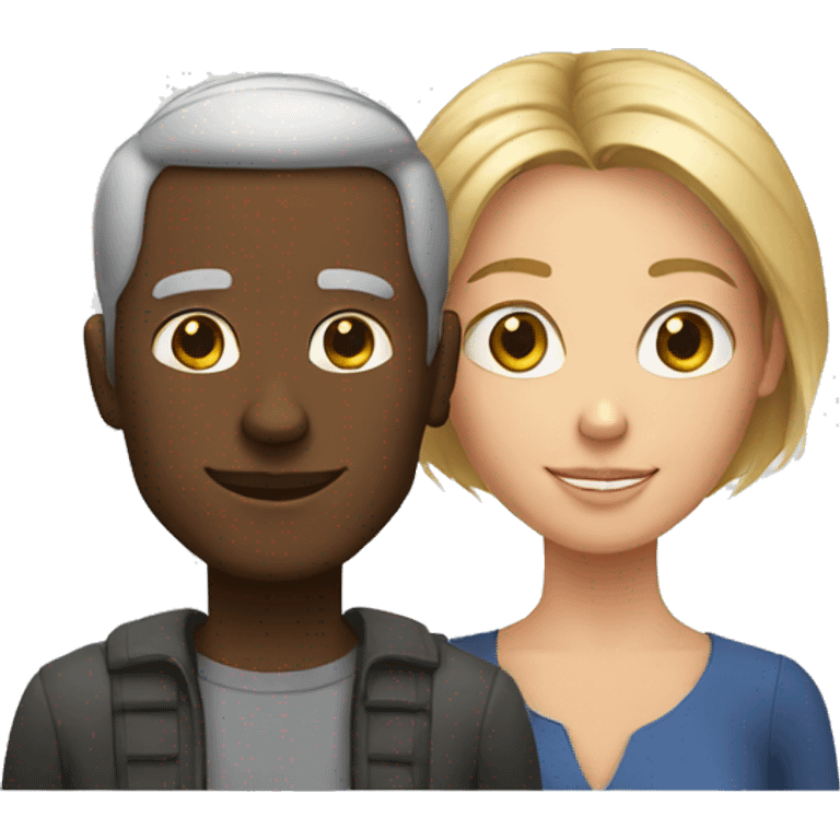 middle age white man and young black woman emoji