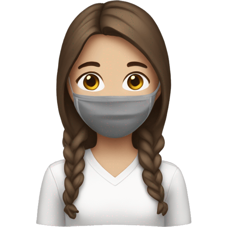 Girl with brown hair with a face mask emoji