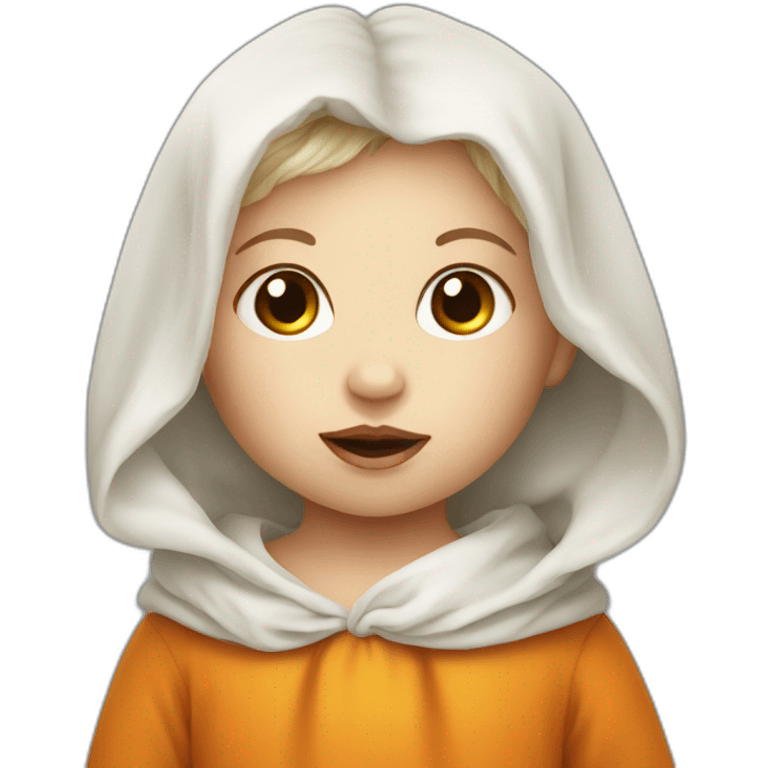 Baby White skin disguised as a pumpkin emoji