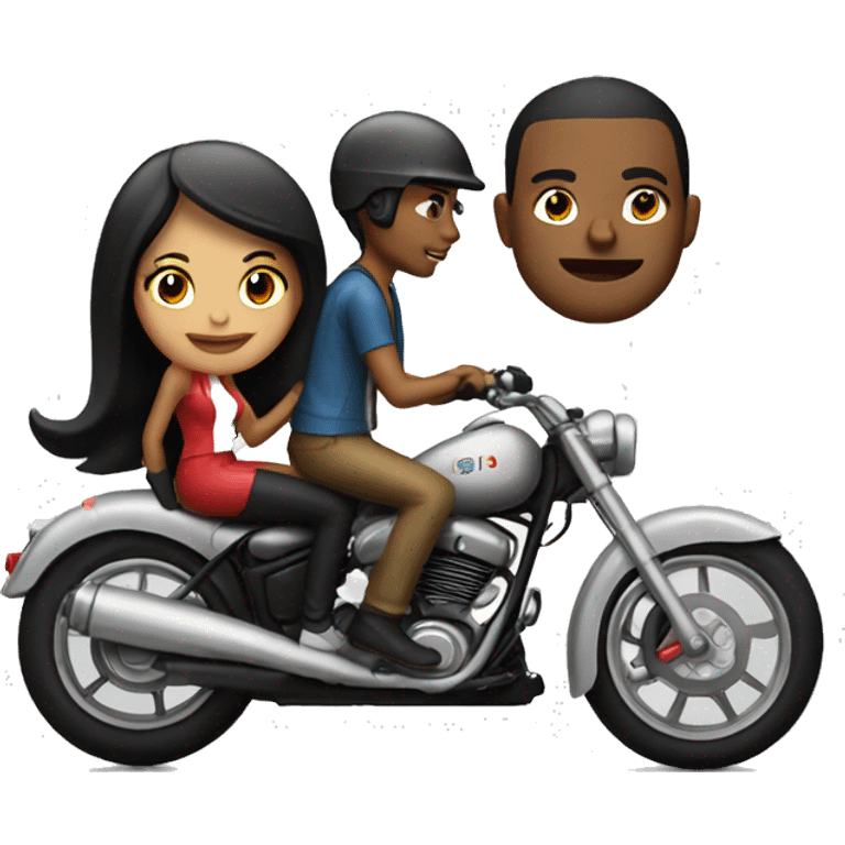 Couple on bullet bike with #NaYa on it emoji