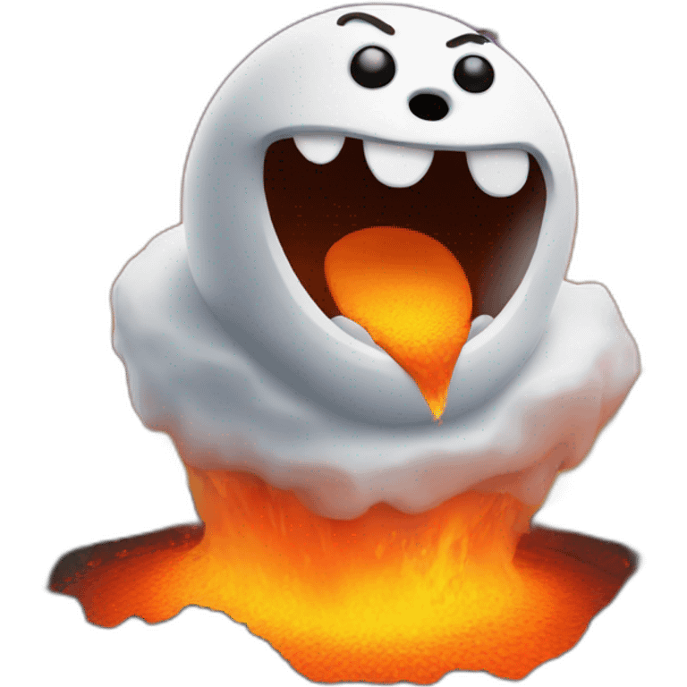 Snowman in a volcano emoji