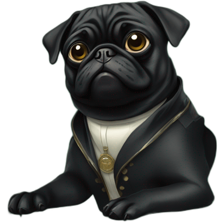 A cyberpunk black pug in Art Nouveau style during 1910 emoji