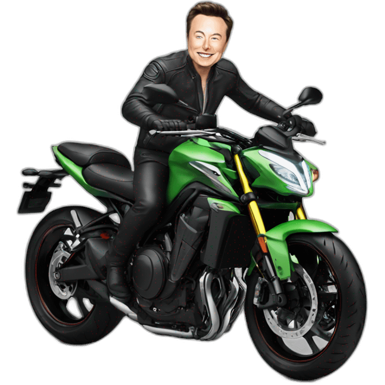 Elon musk ride at Kawasaki z900 bike emoji