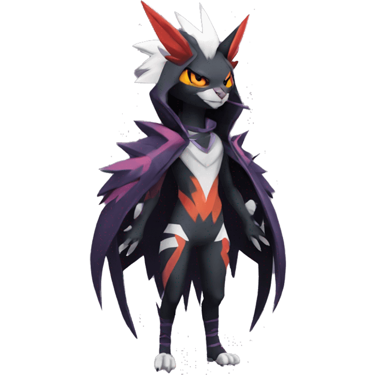 Cool Anthro Black Absol-Noivern-Quilava-Litten-Pokémon with edgy stripes hoodie spiked collar punk Full Body emoji