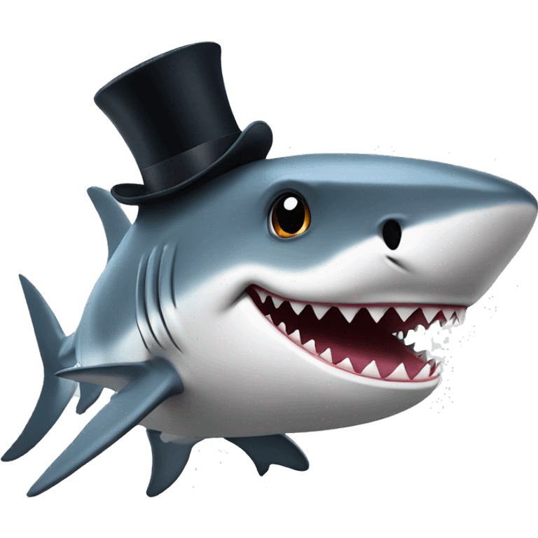 Shark with a top hat emoji