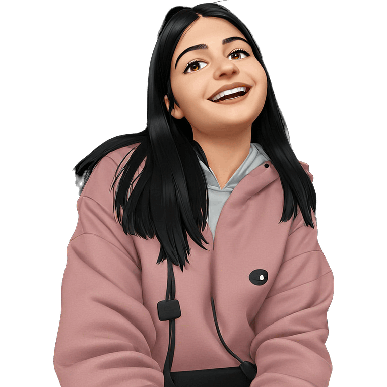 smiling girl with black hair emoji