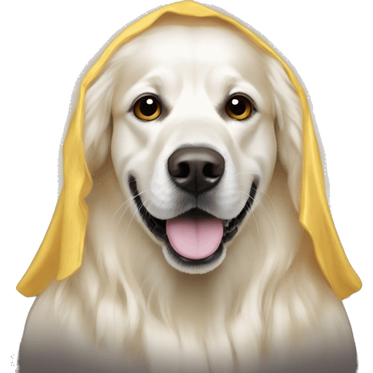 Golden retriever in a ghost costume  emoji