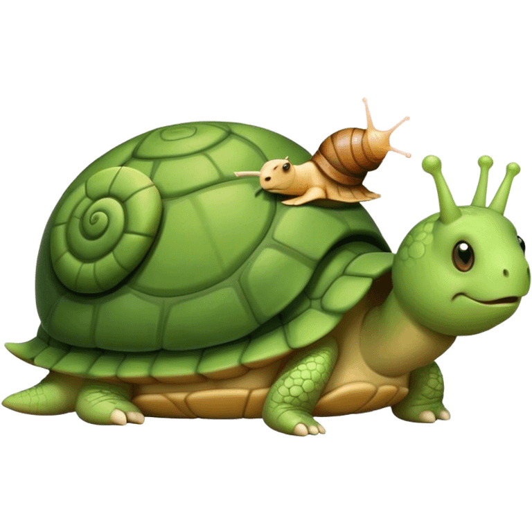 snail on top of a sleeping turtle emoji