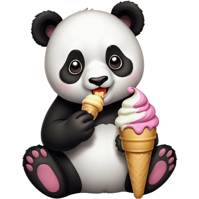 Panda eating ice cream emoji